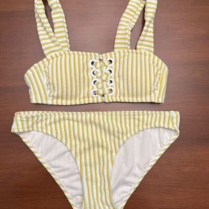 Xhiliration striped bikini size small top medium bottom